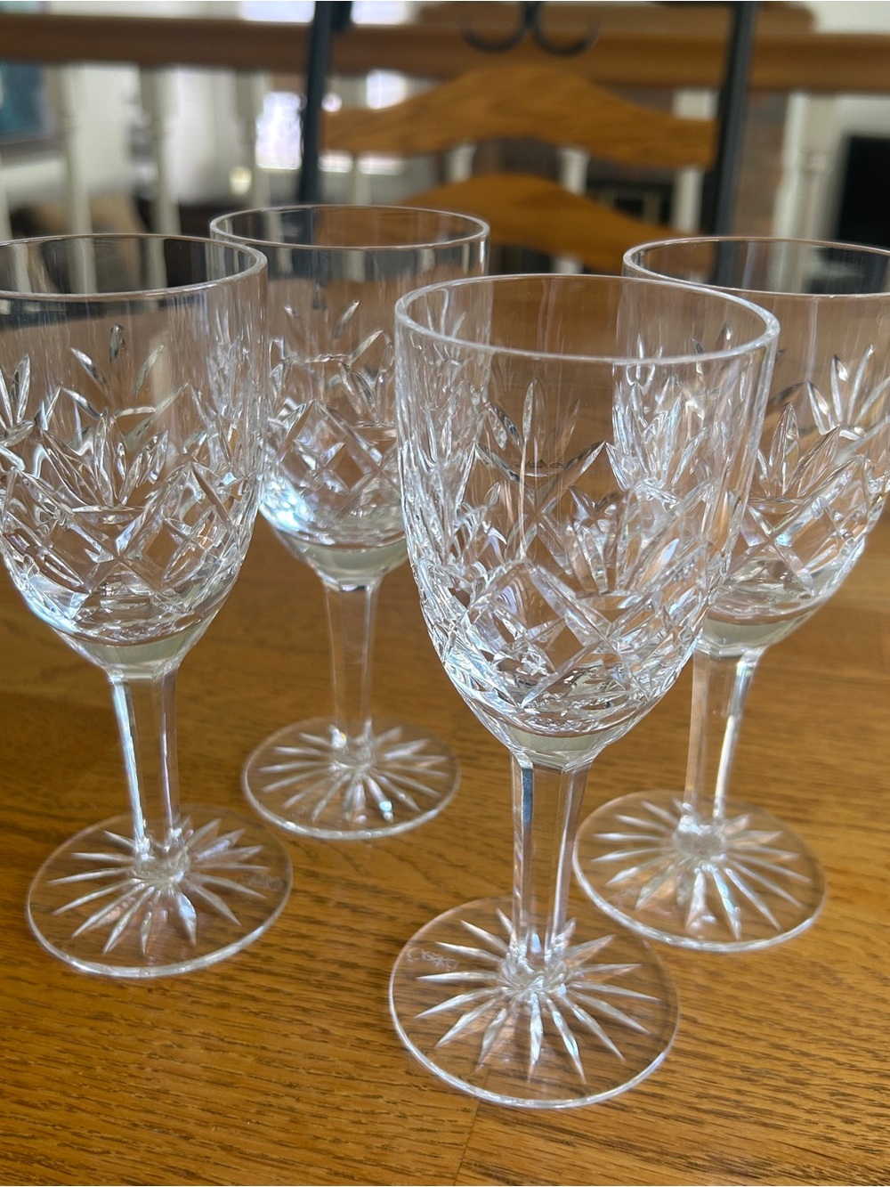 Vintage Etched Crystal Wine Glasses by Ceskci - Set of 4 in mint condition